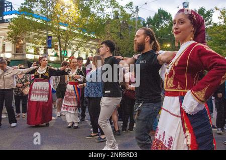 Antipodes Festival der griechisch-australischen Gemeinde, Lonsdale St, Melbourne, 2023. Februar Stockfoto