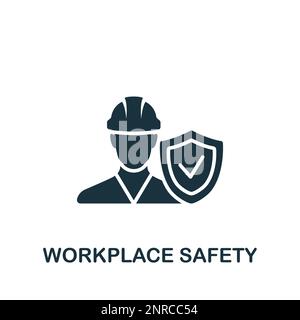 Symbol für Arbeitsplatzsicherheit. Monochromes einfaches Schild aus der Sicherheitssammlung. Symbol für Arbeitsplatzsicherheit mit Logo, Vorlagen, Webdesign und Infografiken. Stock Vektor