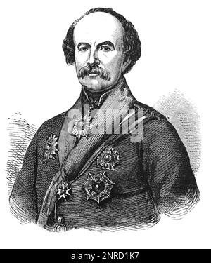 Porträt von General Sir William Fenwick Williams, 1. Baronet, einem Nova Scotian und einem britischen Army General. Er wird für seine Verteidigung der Stadt Kars während des Krimkriegs von 1853 bis 1855 in Erinnerung gerufen. Schwarzweiß-Illustration Stockfoto