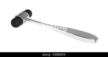 Reflexhammer isoliert auf weiß. Diagnostik des Nervensystems Stockfoto