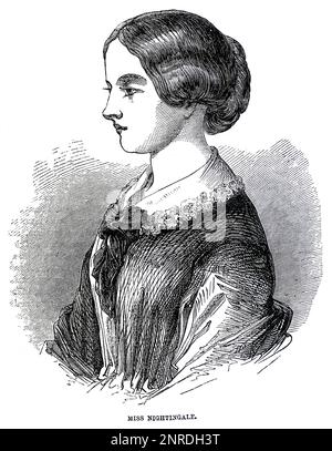Porträt von Florence Nightingale. Schwarzweiß-Illustration Stockfoto