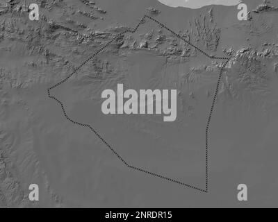 Maroodi Jeex, Region Somalia. Bilevel-Höhenkarte mit Seen und Flüssen Stockfoto