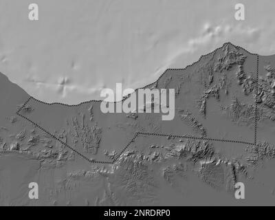 Sahil, Region Somalia. Bilevel-Höhenkarte mit Seen und Flüssen Stockfoto