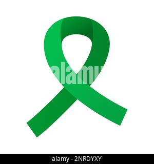 Bewusstseinsband für psychische Gesundheit isoliert. Grünes Symbol. Vektorillustration. Psychische Versorgung und Prävention von Depressionen und andere psychologische Stock Vektor