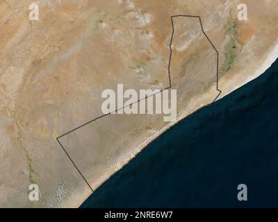 Shabeellaha Hoose, Region Somalia Festland. Satellitenkarte mit niedriger Auflösung Stockfoto