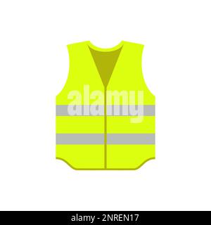 Gelbe Arbeitsweste. Reflektierende Sicherheitsjacke. Schutzausrüstung für Bauarbeiter. Berufsweste. Warnweste. Vektor Stock Vektor