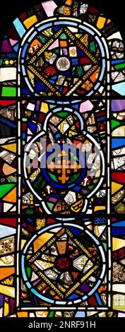 Das rechte Fenster im westlichen Teil des Schiffes, St. Mary's Church, Wreay, Großbritannien Stockfoto