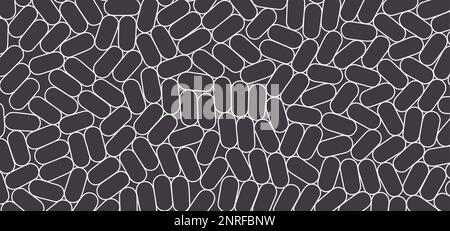 Schwarze und weiße Textur. Unregelmäßige Arrays oder Matrix der zufälligen Ovale. Vector Illustration für Druck-, Textil-, Gewebe-, Verpackung, Umhüllung oder Decken. Stock Vektor