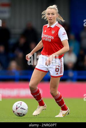 Arsenals Leah Williamson in Aktion beim Vitality Women's FA Cup in der fünften Runde in Kingsmeadow, London. Foto: Sonntag, 26. Februar 2023. Stockfoto