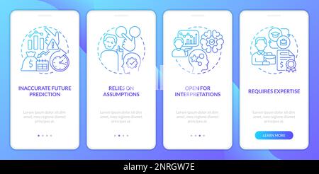 Wirtschaftliche Indikatoren benachteiligen den Bildschirm „Onboarding Mobile App“ mit blauem Gradienten Stock Vektor