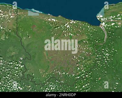 Coronie, Bezirk Suriname. Hochauflösende Satellitenkarte Stockfoto