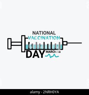 Nationaler Impftag. Symbol für Spritzenlinie. Liniensymbol für Heartbeat. Flacher Konstruktionsvektor. Poster, Banner, Karte, Hintergrund. Stock Vektor