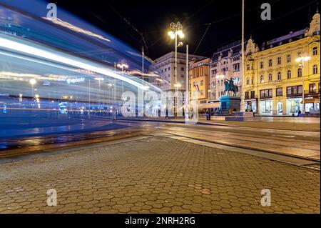 Straßenbahnen in Zagreb, Kroatien Stockfoto