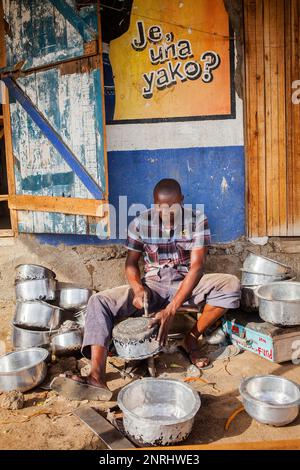 Werkstatt von Töpfen in der Fischerei Dorf von Kolunga, Rusinga Island, Victoria-See, Kenia Stockfoto