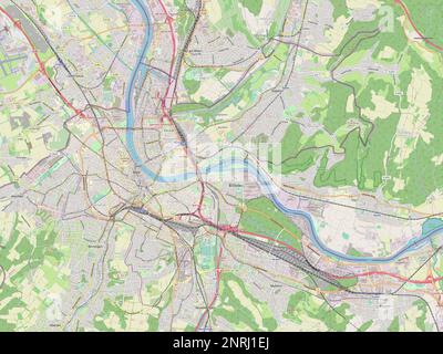 Basel-Stadt, Kanton der Schweiz. Straßenkarte Öffnen Stockfoto