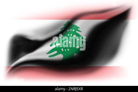 Weißer Hintergrund mit gerissener libanesischer Flagge. 3D Abbildung Stockfoto
