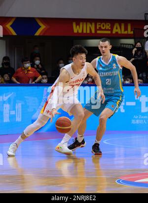 HONGKONG SAR, CHINA. 23. FEBRUAR 2023. FIBA Basketball World Cup Asian Qualifiers, 2. Runde Gruppe F. China gegen Kasachstan im Tsuen Wan Sports Centr Stockfoto