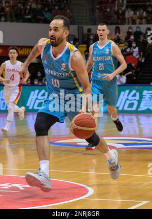 HONGKONG SAR, CHINA. 23. FEBRUAR 2023. FIBA Basketball World Cup Asian Qualifiers, 2. Runde Gruppe F. China gegen Kasachstan im Tsuen Wan Sports Cent Stockfoto