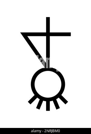 Das „Hanged man Tarot“-Symbol, ein weltweites altes schwarzes Tattoo-Zeichen, ein mystisches geometrisches Logo-Symbol Vektorsymbol isoliert auf weißem Hintergrund Stock Vektor