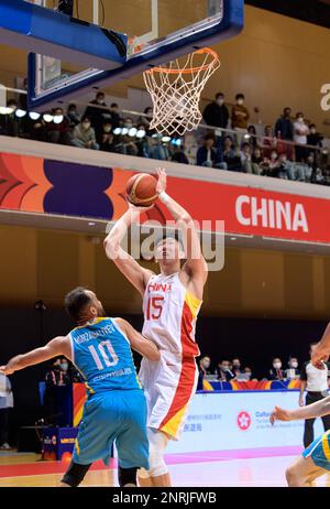 HONGKONG SAR, CHINA. 23. FEBRUAR 2023. FIBA Basketball World Cup Asian Qualifiers, 2. Runde Gruppe F. China gegen Kasachstan im Tsuen Wan Sports Cent Stockfoto
