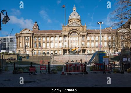 Bauarbeiten vor dem Birmingham City Council House am Victoria Square Stockfoto