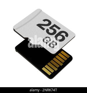 Speicherkarte mit 256 GB Speicherkapazität, microSD-Flash-Speicher Stockfoto
