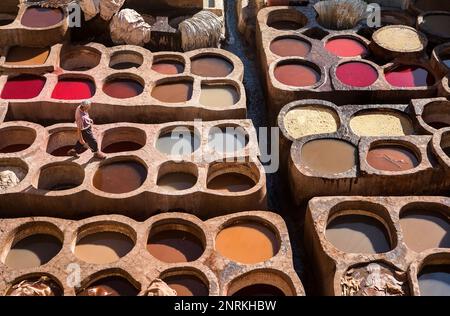 Chouwara Gerbereien. Fes. Marokko Stockfoto