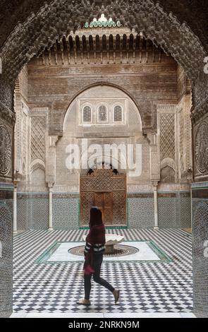 Medersa oder Madrasa el-Attarine, Medina, Fès el Bali, Fes, Marokko Stockfoto