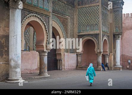 Bab el-Mansour Tor, Meknes. Marokko Stockfoto