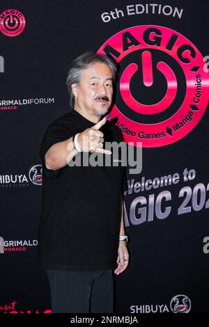 Hironobu Sakaguchi, Gründervater einer der unglaublichsten Franchise unserer Zeit, Final Fantasy, die weltweit über 100 Millionen verkaufte Einheiten verkaufte. Seit der Gründung seines Studios der Mistwalker Corporation hat er weitere Lizenzen entwickelt, darunter Blue Dragon, Lost Odyssey, The Last Story und „Fantasian. Er ist für seine Arbeit auf der ganzen Welt bekannt und wurde außerdem mit zwei hochrangigen Auszeichnungen ausgezeichnet: Dem Hall of Fame Award der Academy of Interactive Arts and Sciences (2000) und dem Lifetime Achievement Award der GDC ( 2015).Gaststar während des Magic Monaco. MAGIE ist es Stockfoto