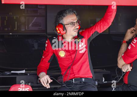 MEKIES Laurent (FRA), Renndirektorin der Scuderia Ferrari, Portrait während der Formel 1 Aramco-Vorsaison-Tests 2023 der FIA Formel 1-Weltmeisterschaft 2023 vom 23. Bis 25. Februar 2023 auf der Bahrain International Circuit in Sakhir, Bahrain - Foto: Xavi Bonilla / DPPI/LiveMedia Stockfoto