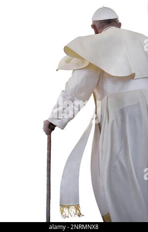 13. März 2023 markiert 10 Jahre Papst Franziskus. Auf dem Bild : Papst Franziskus bei einer wöchentlichen allgemeinen Audienz am Petersplatz am 25. Mai 2022 Stockfoto