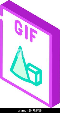 Vektordarstellung des isometrischen Symbols im gif-Dateiformat des Dokuments Stock Vektor