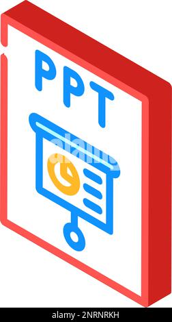 ppt-Dateiformat isometrische Symbolvektordarstellung des Dokuments Stock Vektor