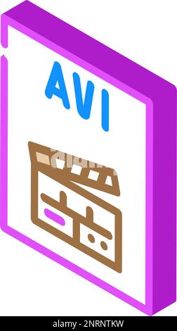 vektordarstellung des isometrischen Symbols im avi-Dateiformat des Dokuments Stock Vektor