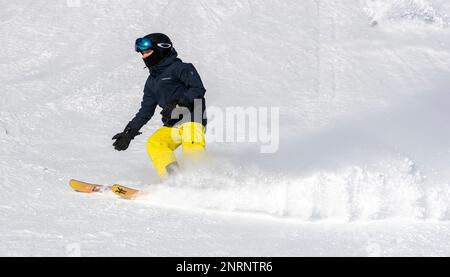 Skifahren in Gaustablikk (Tinn, Telemark und Vestfold), Norwegen. Stockfoto