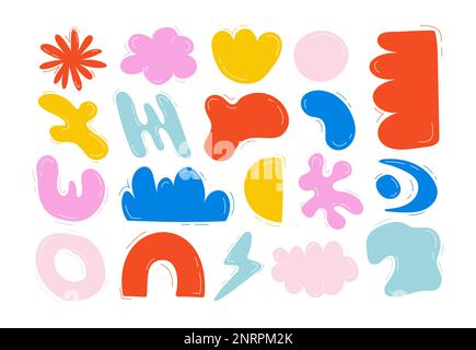 Ein Set von Hand hat verschiedene Formen und Kritzeleien gezeichnet. Stock Vektor