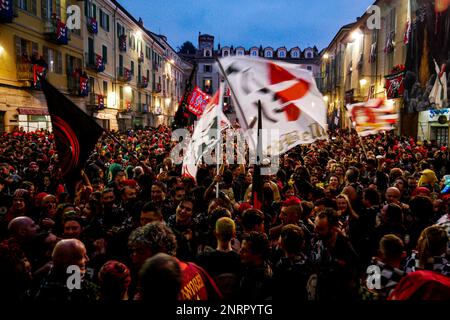 Der historische Karneval von ivrea 2023 Stockfoto