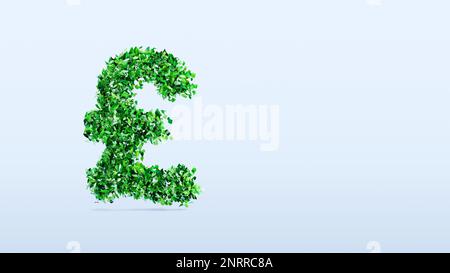 Britisches Währungsschild aus Blättern, die in der Luft schweben Stockfoto