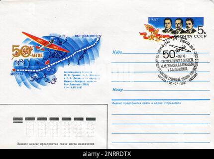 UdSSR - um 1970: Ein USSR Post First Day Cover Postumschlag mit Briefmarken. Stockfoto