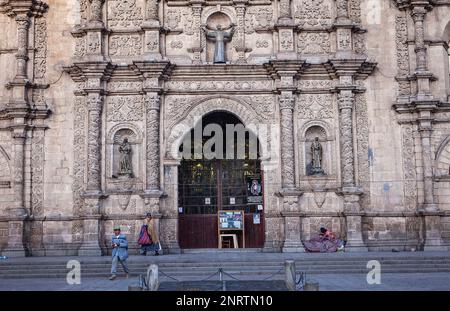 Haupttor, San Francisco-Kirche auf dem Platz mit dem gleichen Namen, gegründet im Jahre 1548 und umgebaut 1784, La Paz, Bolivien Stockfoto