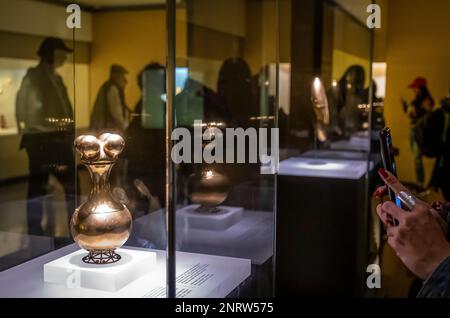 Poporo Armenia, Präkolumbianische 375/000 Sammlung, Gold Museum, das Museo del Oro, Bogota, Kolumbien, Südamerika Stockfoto