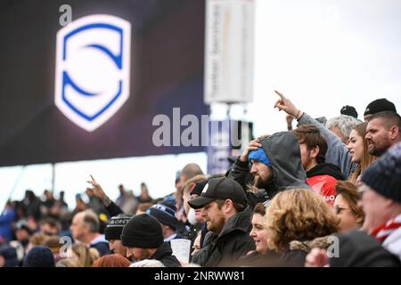 Castleford, England - 26. Februar 2023 - Heilige Fans. Rugby League Betfred Super League Runde zwei, Castleford Tigers gegen St. Helens im Mend-A-Hose Stadium, Castleford, Großbritannien Stockfoto