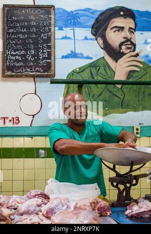 Metzgerei in Alt-Havanna, Kuba, La Habana, Habana Vieja Stockfoto