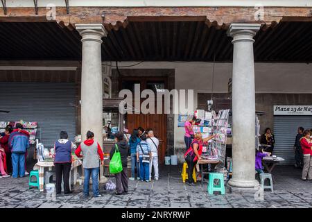 Arcade-in Plaza de Santo Domingo, Altstadt, Mexico City, Mexiko Stockfoto