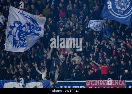 Empoli, Italien. 25. Februar 2023. Fans des Empoli FC beim Spiel der Serie A zwischen Empoli und Neapel am 25. Februar 2023 im Stadio Carlo Castellani, Empoli, Italien. Kredit: Giuseppe Maffia/Alamy Live News Stockfoto