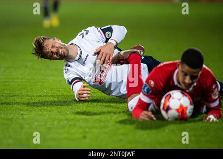 Aarhus, Dänemark. 26., Februar 2023. Patrick Mortensen (9) von der AGF während des 3F stattfindenden Superliga-Spiels zwischen Aarhus GF und Silkeborg IF im Ceres Park in Aarhus. (Foto: Gonzales Photo - Morten Kjaer). Stockfoto