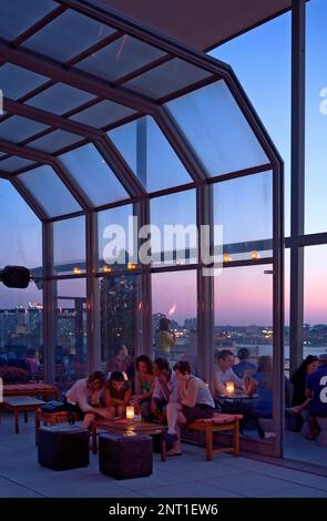 Meatpacking District. G-Lounge, eine Bar, ein Restaurant (auf dem Dach des Hotel Gansevoort). 18 9 Av am 13., New York City, USA Stockfoto