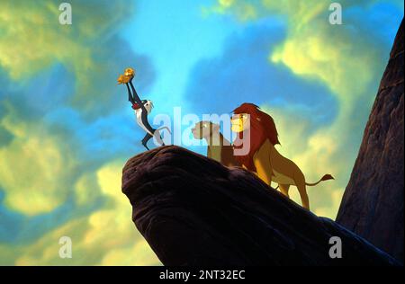 Der König Der Löwen Simba, Rafiki, Simba Und Mufasa Stockfoto