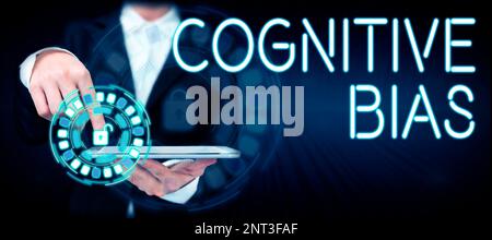 Schild mit kognitiver Bias. Konzept bedeutet psychologische Behandlung für psychische Störungen Stockfoto